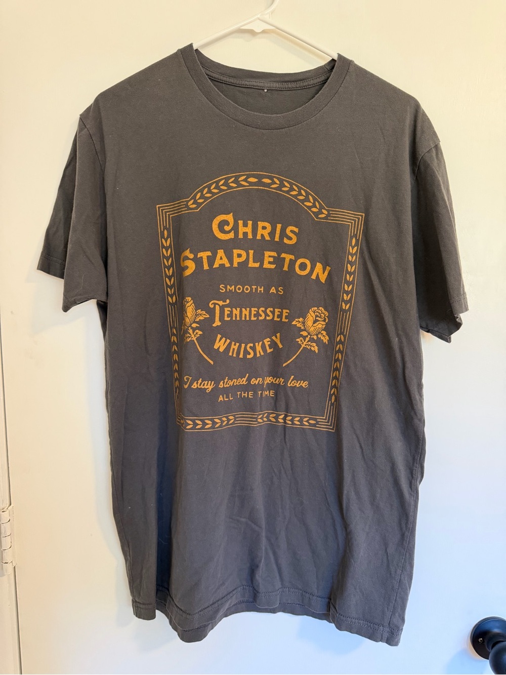 Unisex Graphic Chris Stapleton Tee in Charcoal with Gold Print